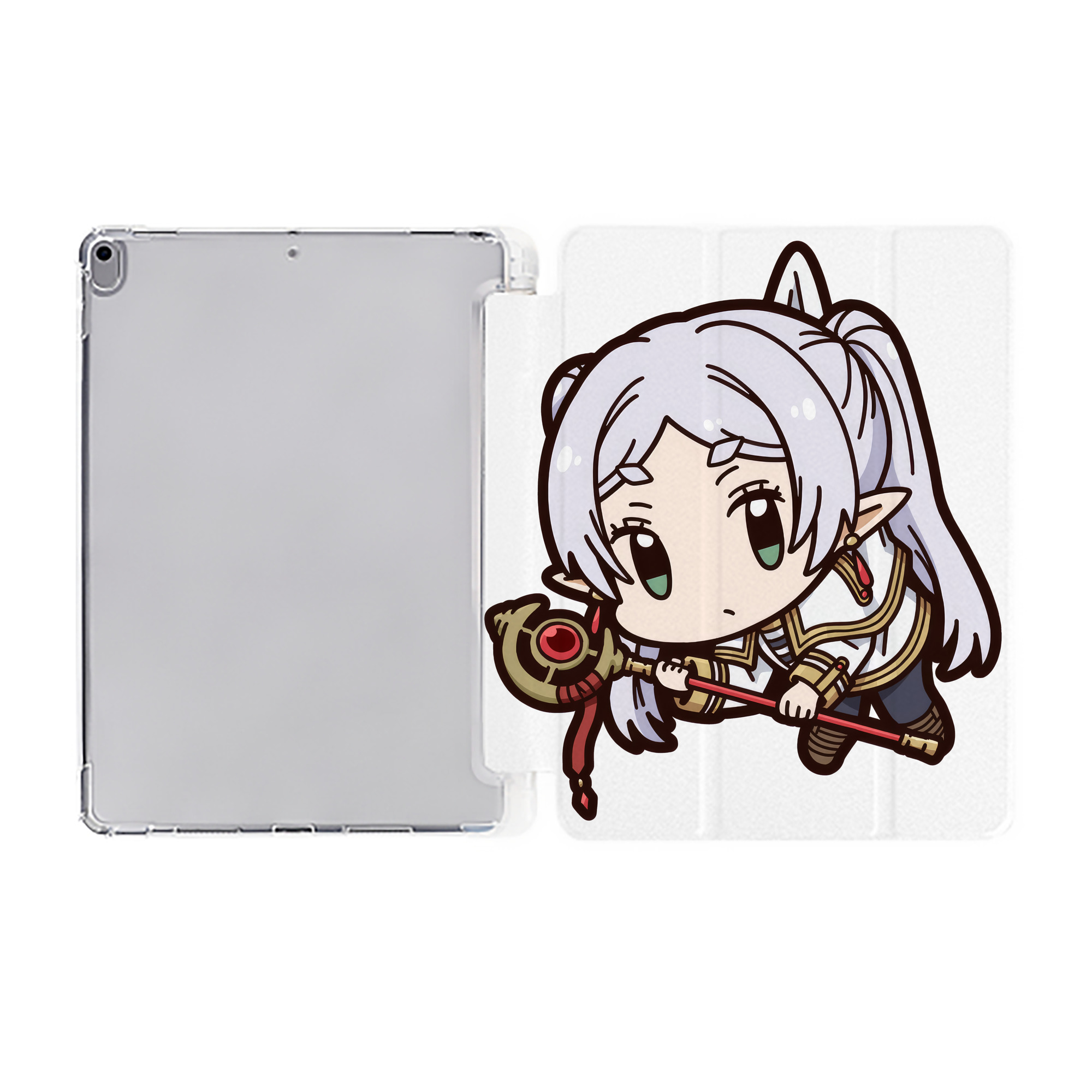 （画像用） 葬送のフリーレン Frieren IPad ケース ペン収納付き 三つ折りスタンド PUレザー×シリコン 対応機種9.5/10.5/10.9インチ